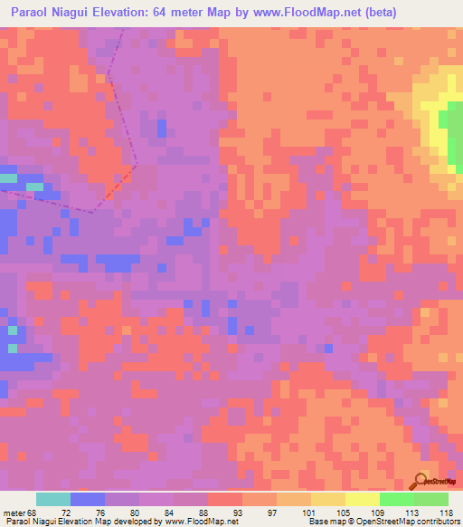 Paraol Niagui,Guinea Elevation Map