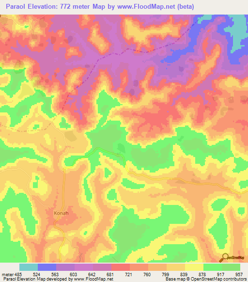 Paraol,Guinea Elevation Map