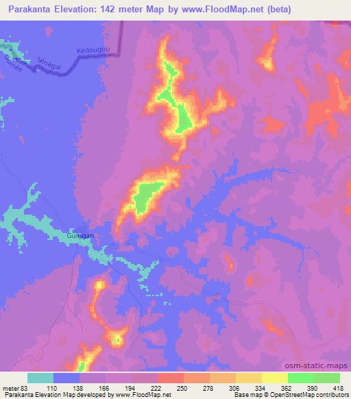 Parakanta,Guinea Elevation Map