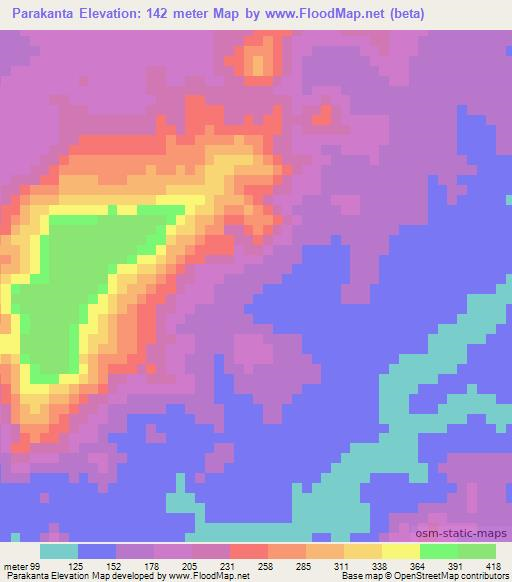 Parakanta,Guinea Elevation Map