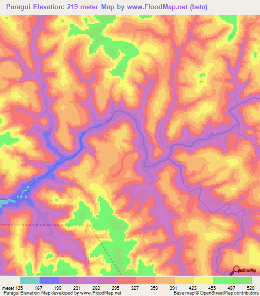 Paragui,Guinea Elevation Map