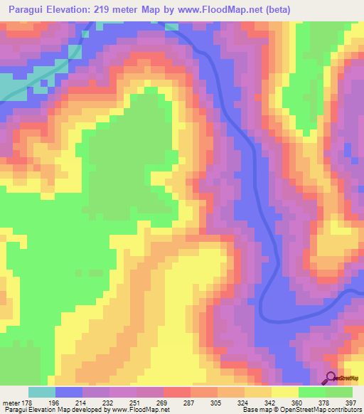 Paragui,Guinea Elevation Map