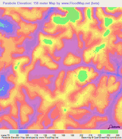 Parabole,Guinea Elevation Map