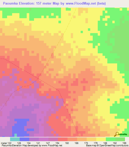 Paoumka,Guinea Elevation Map