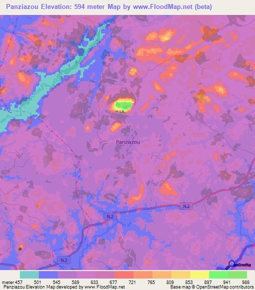 Panziazou,Guinea Elevation Map