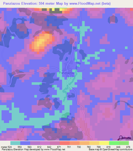 Panziazou,Guinea Elevation Map