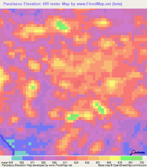 Panziazou,Guinea Elevation Map