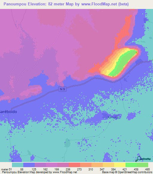 Panoumpou,Guinea Elevation Map