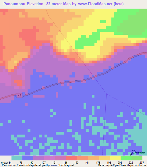 Panoumpou,Guinea Elevation Map