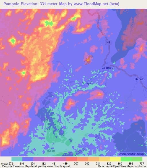 Pampole,Guinea Elevation Map