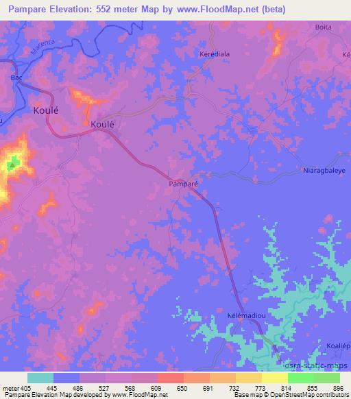 Pampare,Guinea Elevation Map