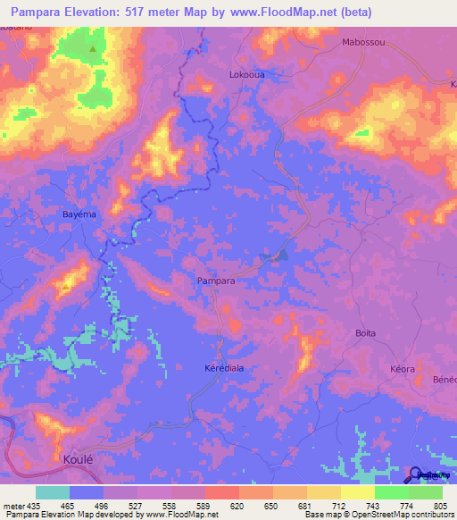 Pampara,Guinea Elevation Map