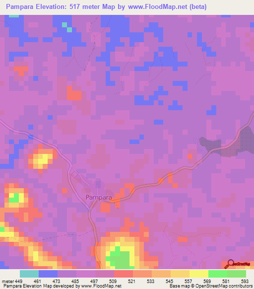 Pampara,Guinea Elevation Map