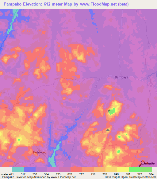 Pampako,Guinea Elevation Map