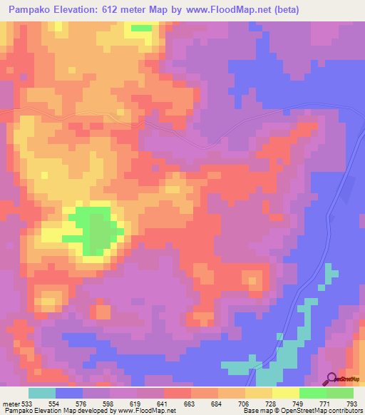 Pampako,Guinea Elevation Map