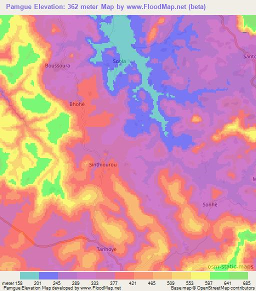 Pamgue,Guinea Elevation Map