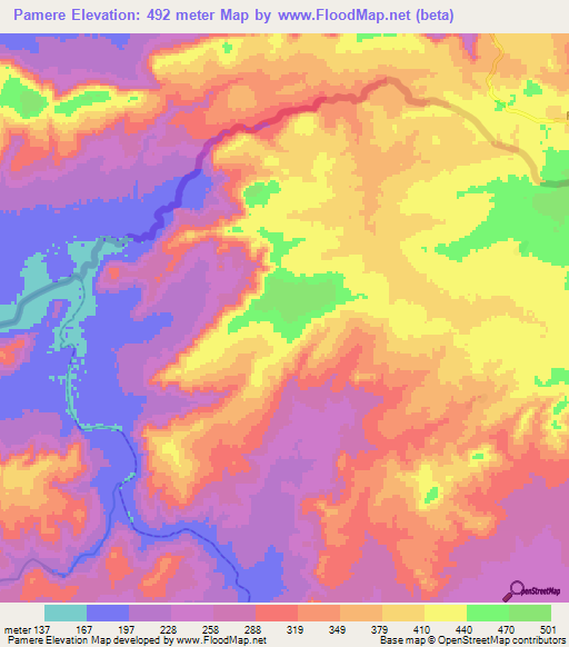 Pamere,Guinea Elevation Map