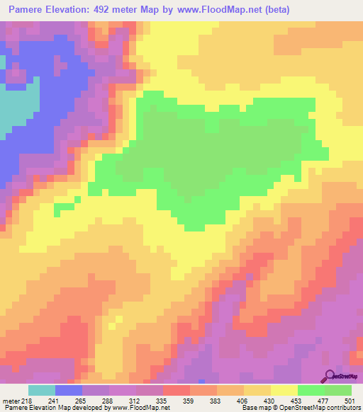 Pamere,Guinea Elevation Map