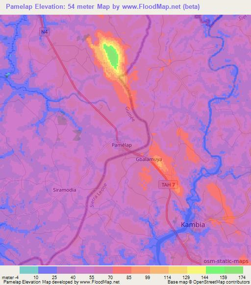 Pamelap,Guinea Elevation Map