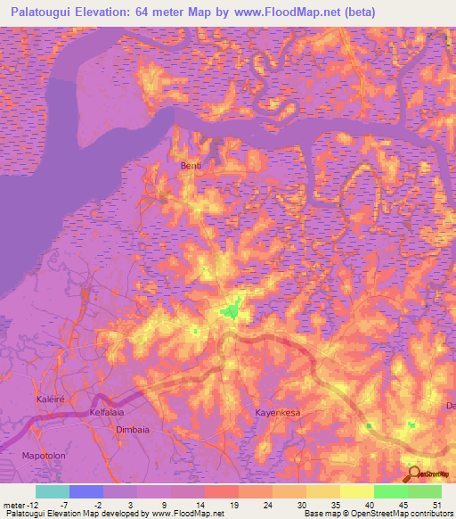 Palatougui,Guinea Elevation Map