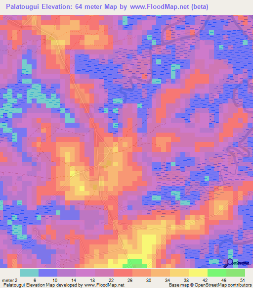 Palatougui,Guinea Elevation Map