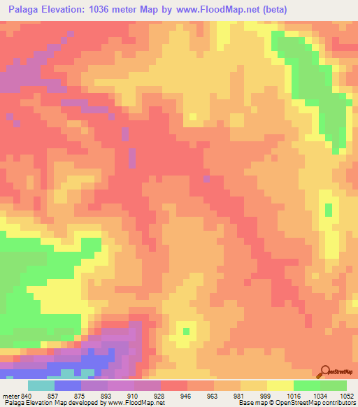 Palaga,Guinea Elevation Map