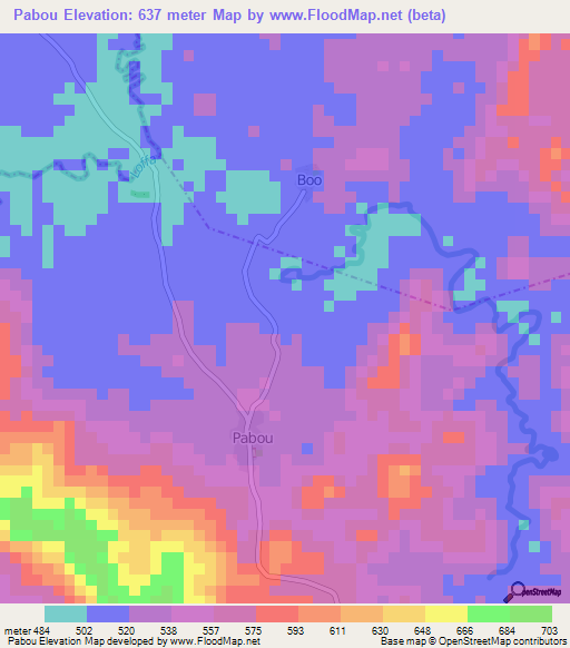 Pabou,Guinea Elevation Map