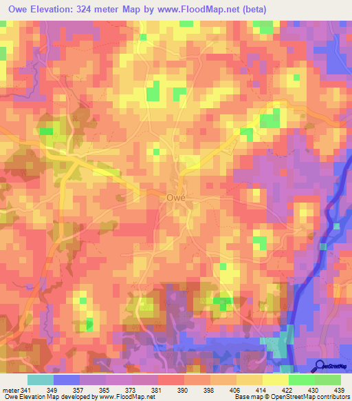 Owe,Guinea Elevation Map