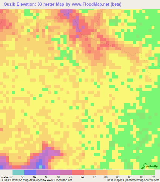 Ouzik,Guinea Elevation Map