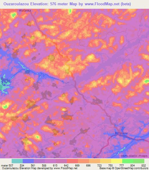Ouzaroulazou,Guinea Elevation Map