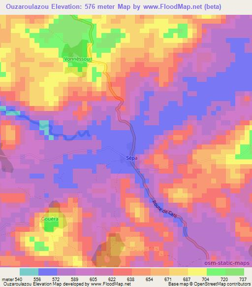Ouzaroulazou,Guinea Elevation Map