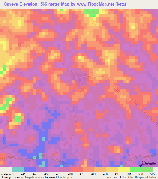 Ouyeye,Guinea Elevation Map