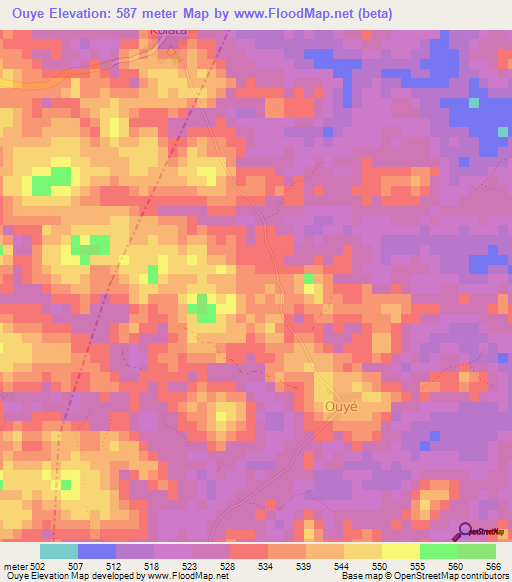 Ouye,Guinea Elevation Map