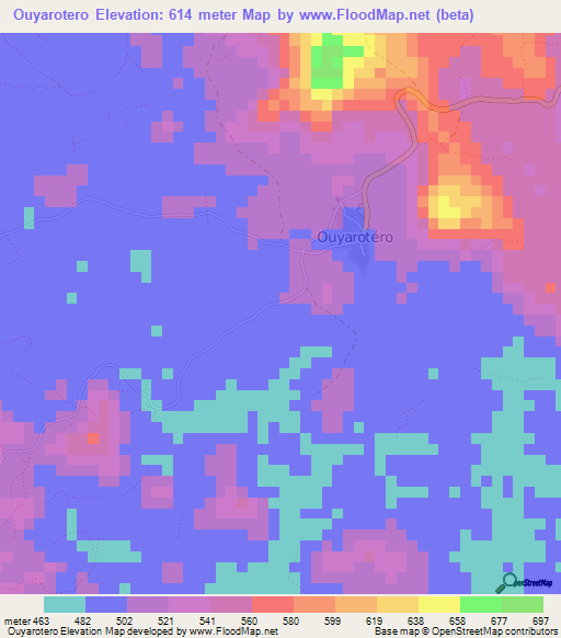 Ouyarotero,Guinea Elevation Map