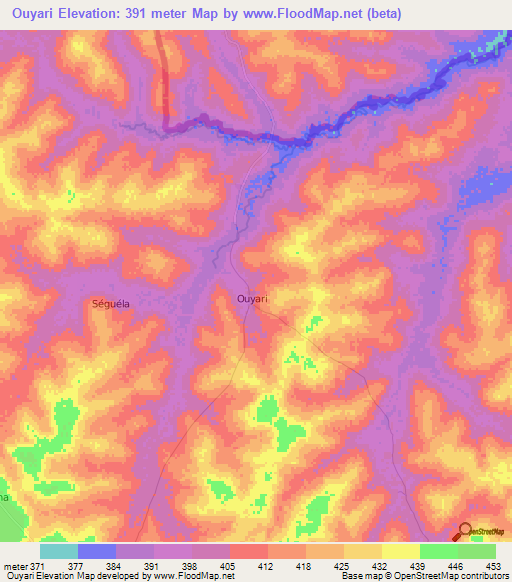 Ouyari,Guinea Elevation Map