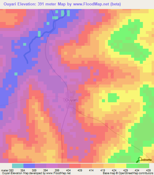 Ouyari,Guinea Elevation Map