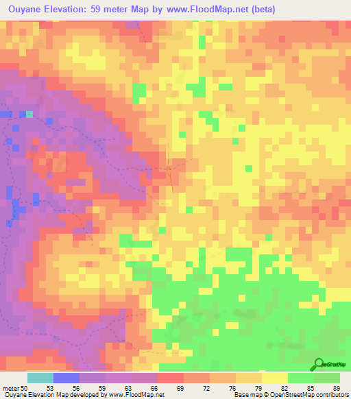 Ouyane,Guinea Elevation Map