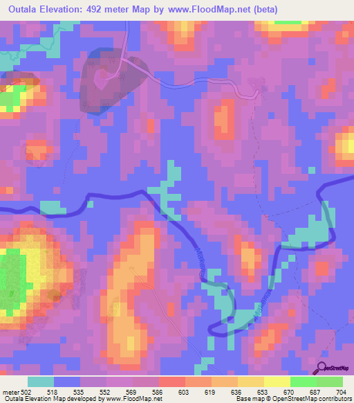 Outala,Guinea Elevation Map