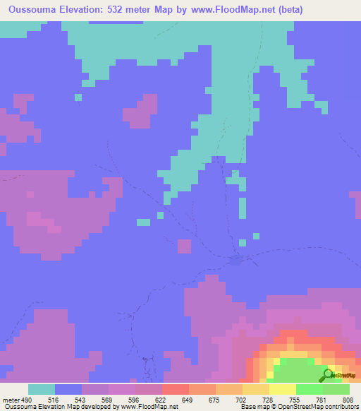 Oussouma,Guinea Elevation Map