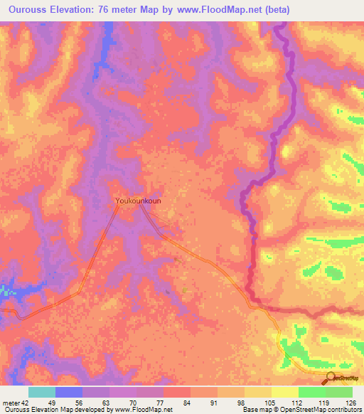 Ourouss,Guinea Elevation Map