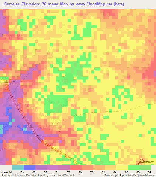 Ourouss,Guinea Elevation Map