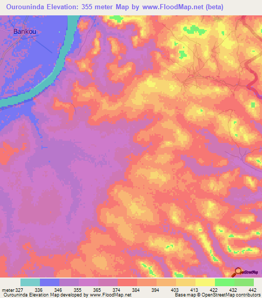 Ourouninda,Guinea Elevation Map