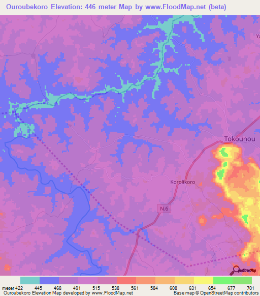 Ouroubekoro,Guinea Elevation Map