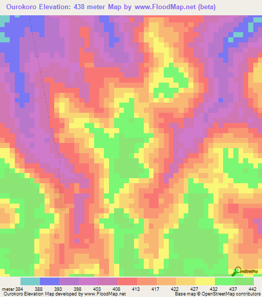 Ourokoro,Guinea Elevation Map