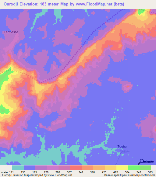 Ourodji,Guinea Elevation Map