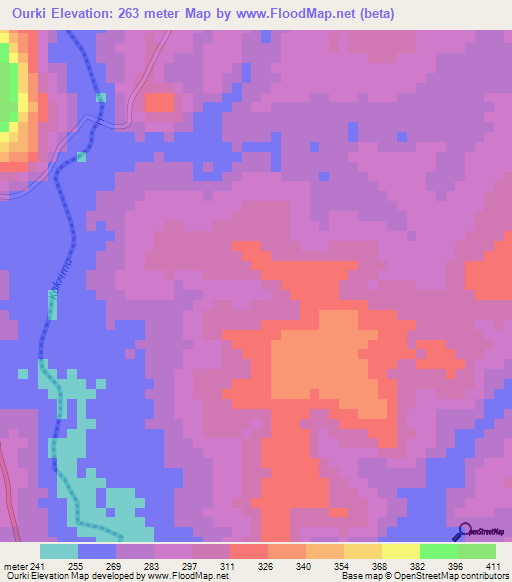 Ourki,Guinea Elevation Map