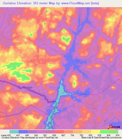 Ouriatou,Guinea Elevation Map