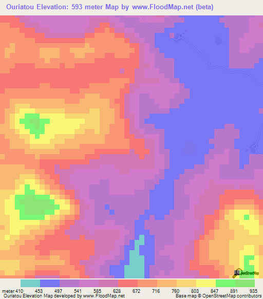 Ouriatou,Guinea Elevation Map