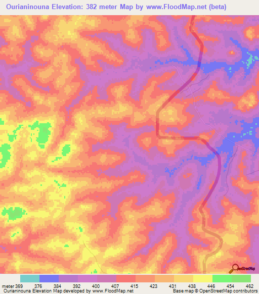 Ourianinouna,Guinea Elevation Map