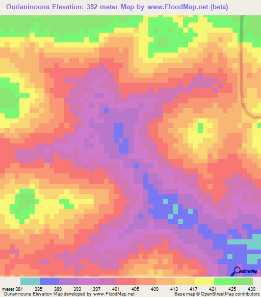 Ourianinouna,Guinea Elevation Map